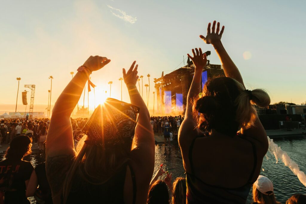Summer festival at sunset